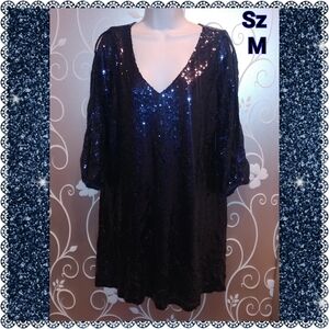 NEW WOMENS BEAUTIFUL BLUE SEQUIN FORMAL MINI DRESS SIZE M